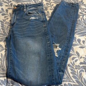 American Eagle Light Blue Distressed High Rise Jegging